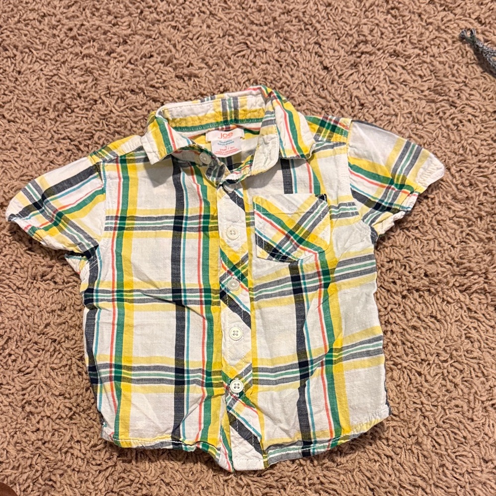 Jumping Beans Yellow and Green Plaid Button Down Shirt